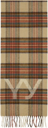 OPEN YY Beige Tartan Wool Scarf