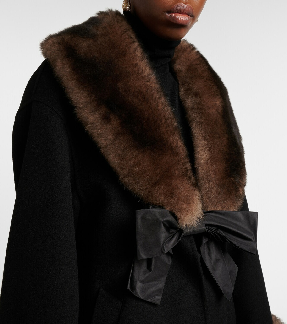Valentino Shearling-trimmed wool and cashmere peacoat Valentino