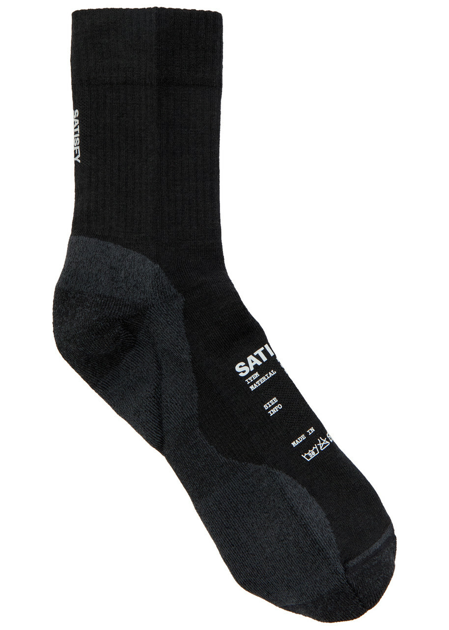Satisfy Melange-knit Merino-blend Socks Black