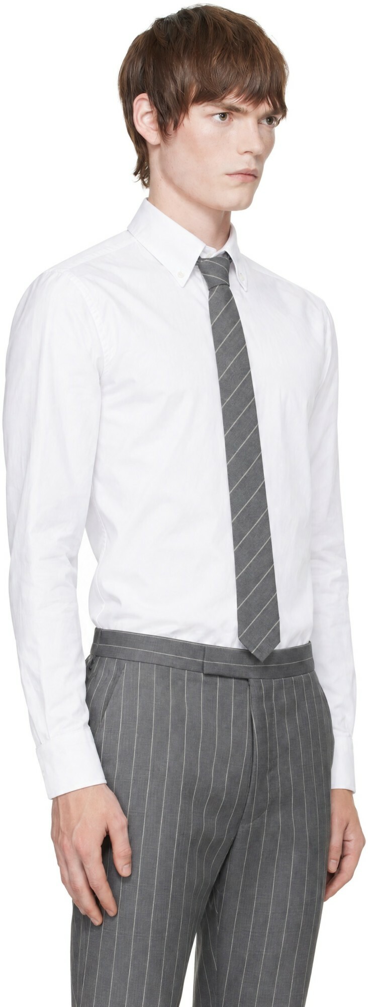 Thom Browne White Oxford Grosgrain Placket Shirt
