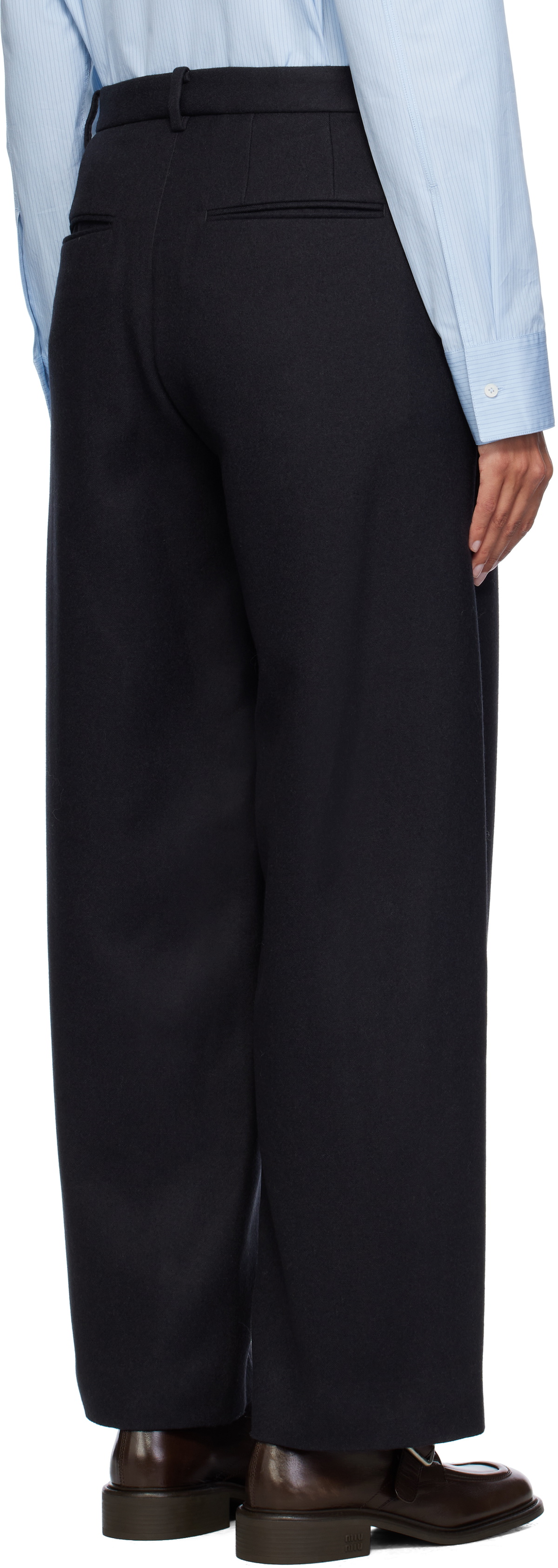 AURALEE Black Light Melton Trousers Auralee
