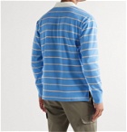 Drake's - Twill-Trimmed Striped Cotton-Jersey Polo Shirt - Blue