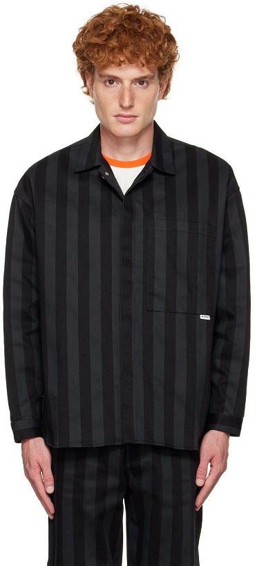 Photo: Sunnei Black Cotton Stripe Shirt