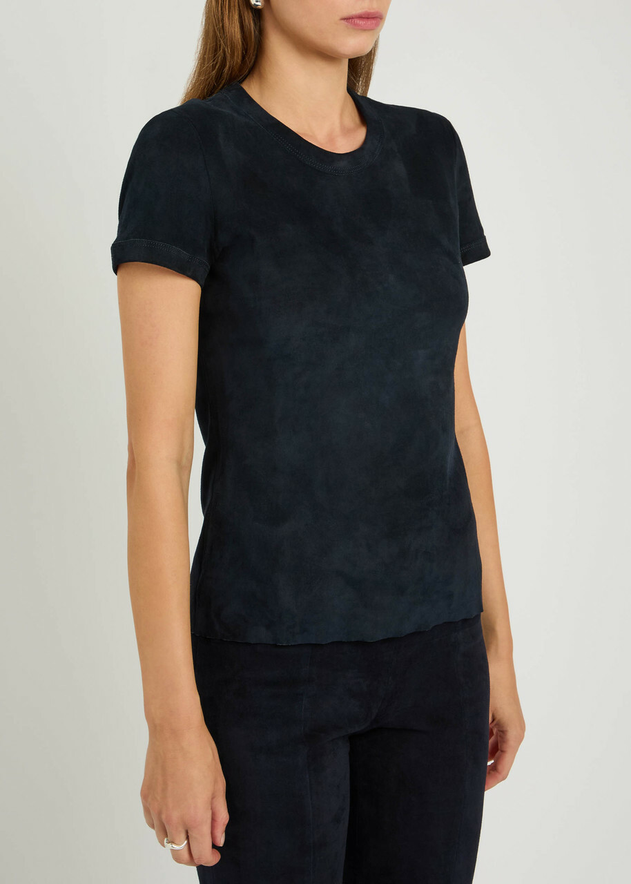 Stouls 05 Stretch-suede T-shirt Navy