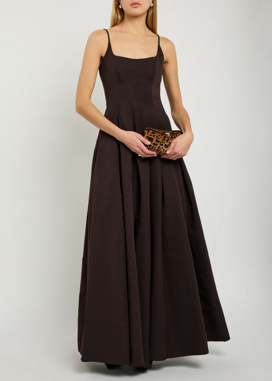 Staud Joy Cotton-blend Maxi Dress Brown