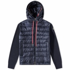 Moncler Men's Hooded Down Knit Jacket in Navy