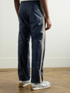 Marni - Straight-Leg Striped Leather Trousers - Blue