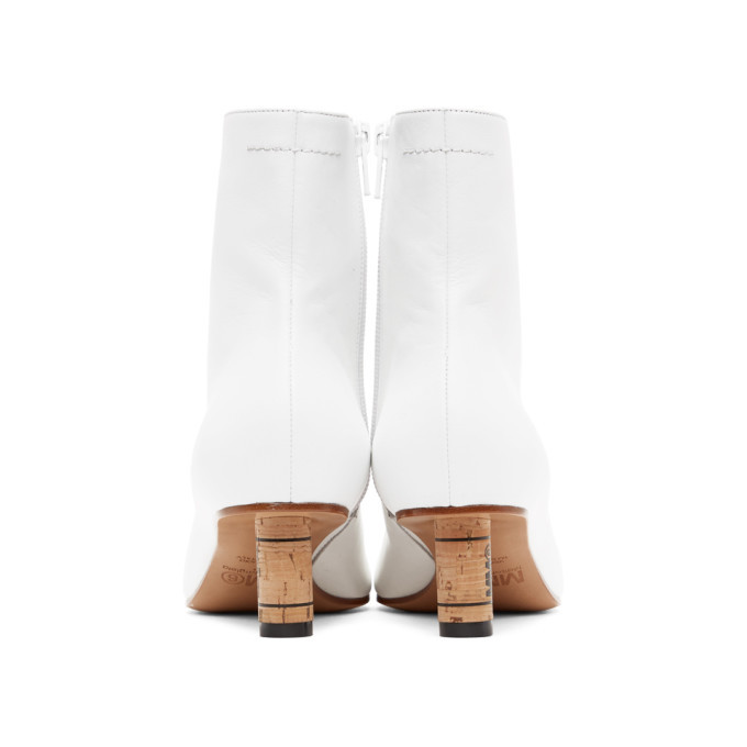 MM6 Maison Margiela White Cork Heeled Ankle Boots MM6 Maison Margiela