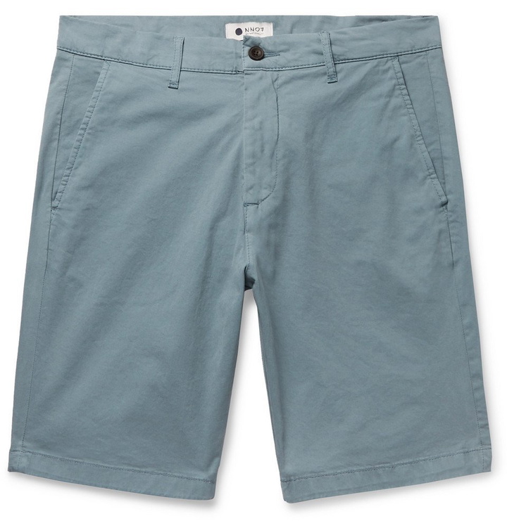 Photo: NN07 - Crown Garment-Dyed Stretch-Cotton Twill Shorts - Light blue