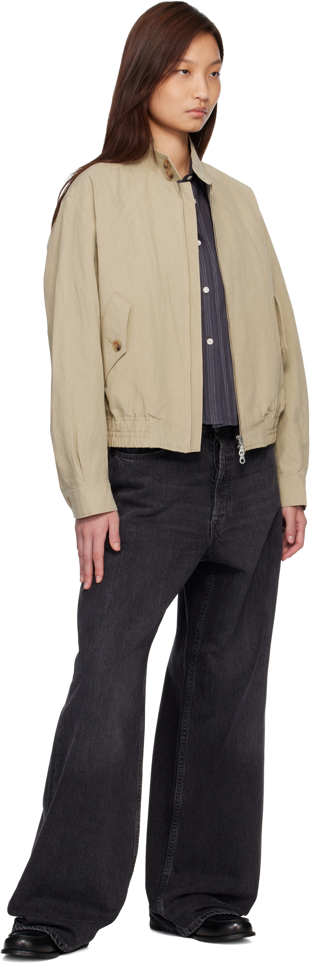 COOR Beige Linen Blend Harrington Jacket