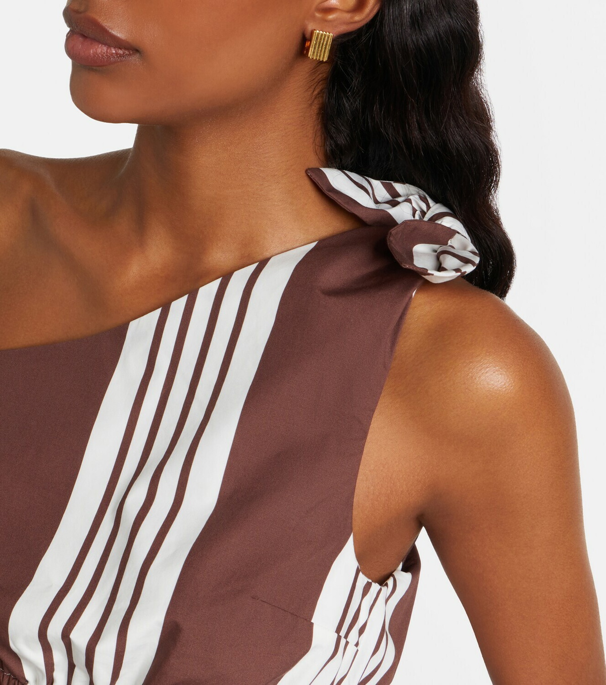 Posse Rosie asymmetric striped cotton crop top