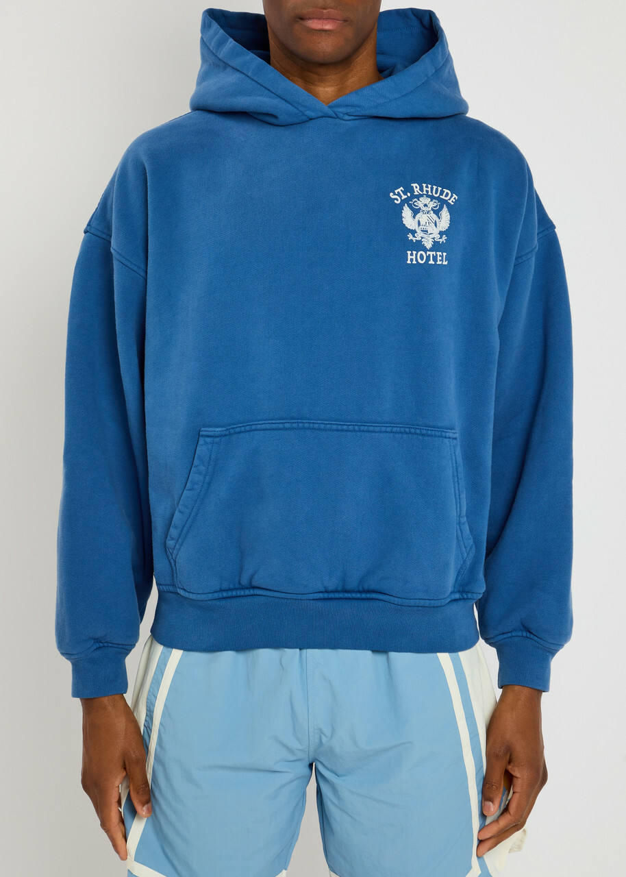 Rhude St. Rhude Seal Hooded Cotton Sweatshirt Blue