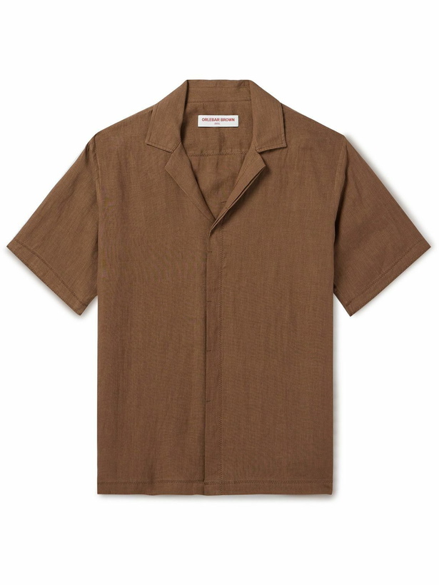 Photo: Orlebar Brown - Maitan Camp-Collar Linen Shirt - Brown