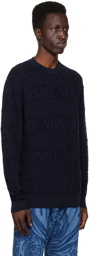 Versace Navy 'La Greca' Sweater