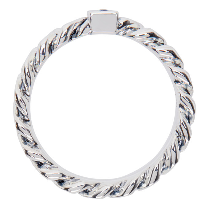 Tom Wood Silver Spinel Slim Chain Ring Tom Wood