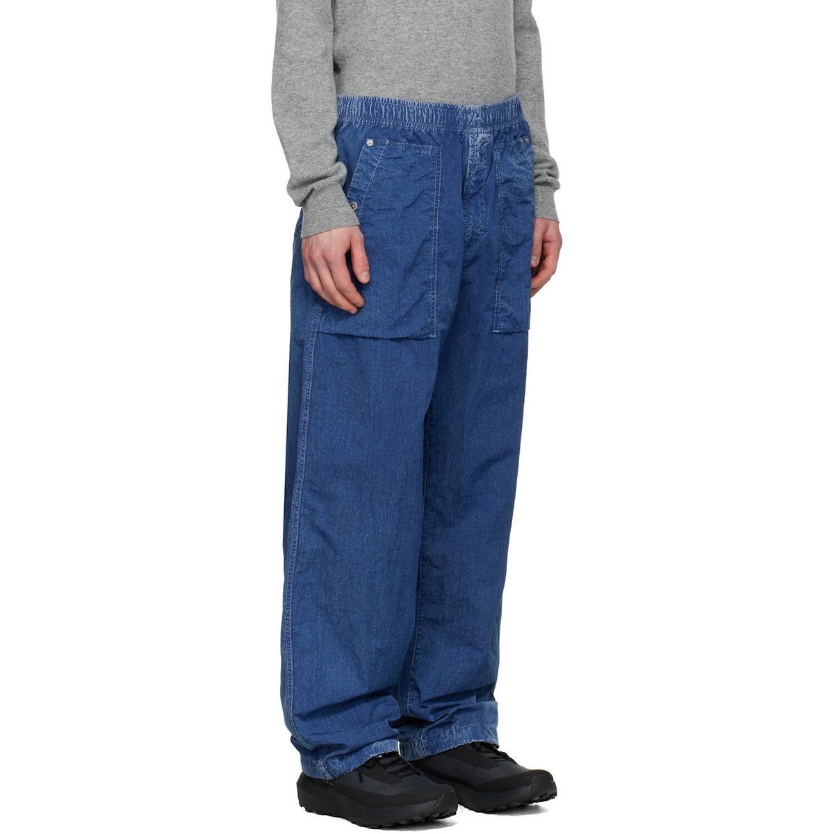 Stone Island Navy 3100001 Hollow Fibre Indigo-TC Marmo Corrosion Trousers