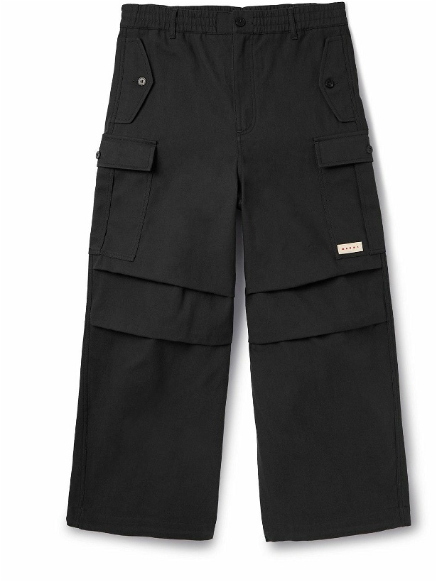 Photo: Marni - Wide-Leg Cotton-Blend Gabardine Cargo Trousers - Black