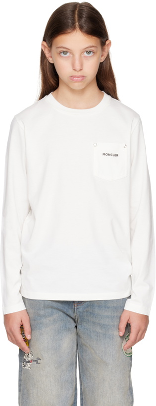 Photo: Moncler Enfant Big Kids White Long Sleeve T-shirt