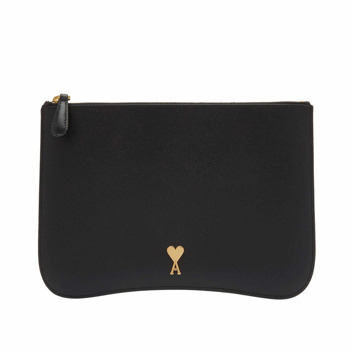 Photo: AMI Paris Women's Pouch in Black/Vibrated Brass 