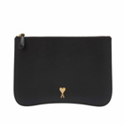 AMI Paris Women's Pouch in Black/Vibrated Brass 