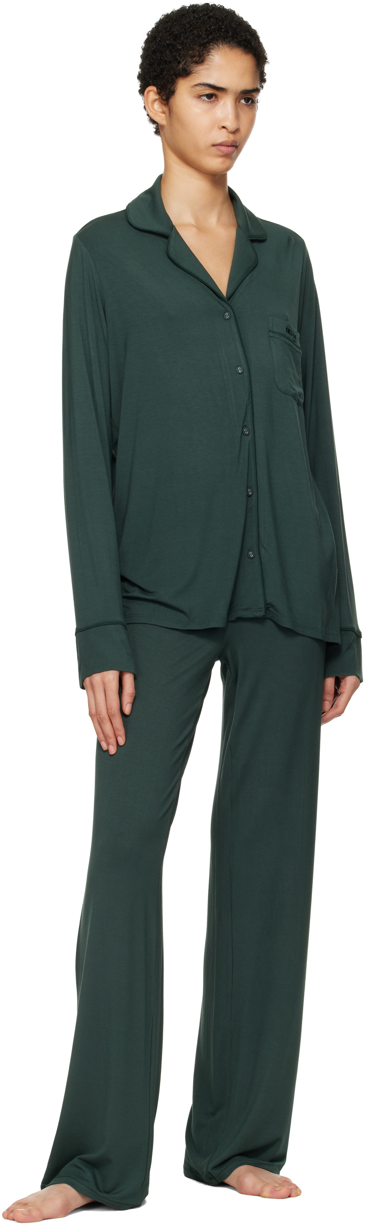 SKIMS Green SKIMS Sleep Long Sleeve Button Up Pyjama Set