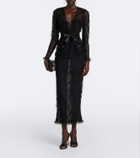 Alessandra Rich Bow-detail lace maxi dress