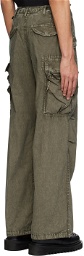 R13 Khaki Wide-Leg Cargo Pants