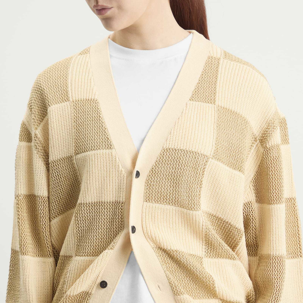 TOGA ARCHIVES Women's TOGA Checkered Knit Cardigan in Beige
