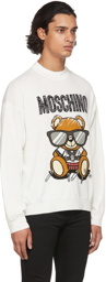 Moschino White Wool Teddy Logo Sweater
