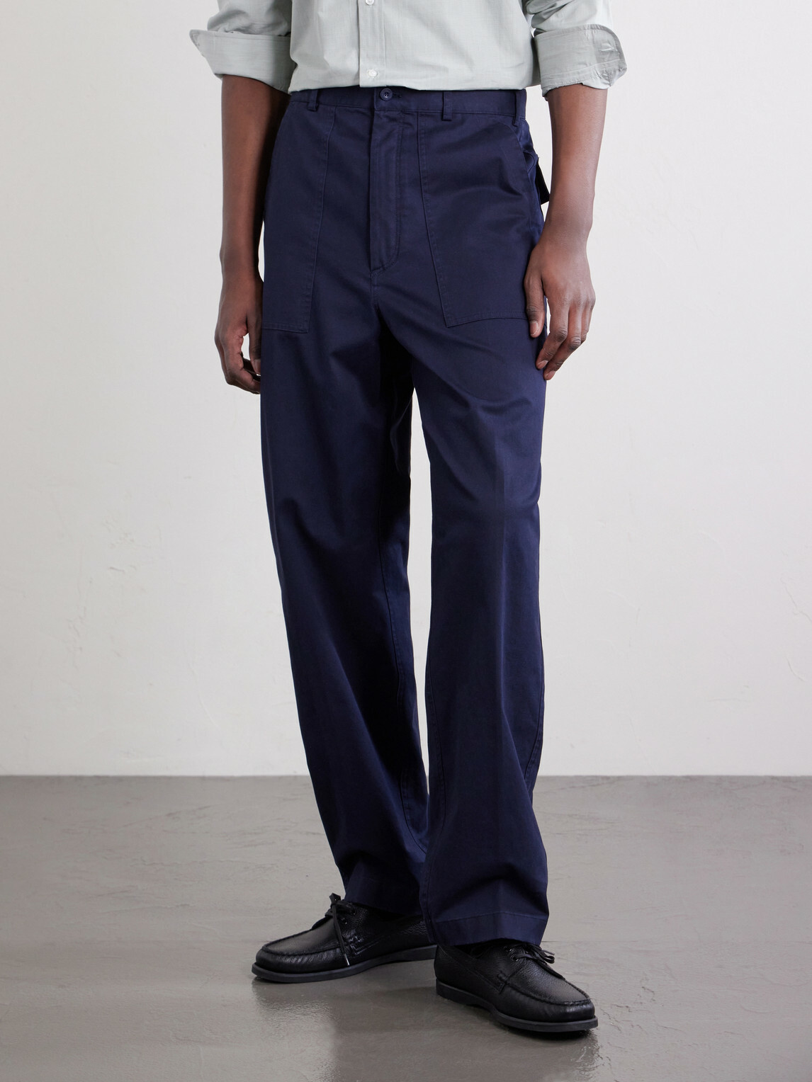 Ralph Lauren Purple label - Straight-Leg Cotton-Blend Twill Trousers - Blue