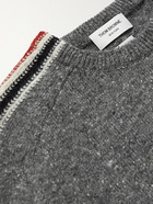 THOM BROWNE - Striped Wool and Mohair-Blend Sweater - Gray