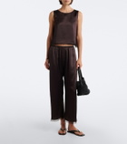Leset Barb lace-trimmed satin crop top