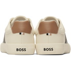 BOSS Off-White Plain & Grained Faux-Leather Sneakers
