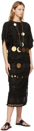 Loewe Black Linen Embroidered Dress