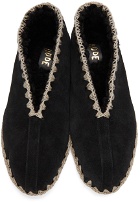 Bode Black Shearling Greco Slippers