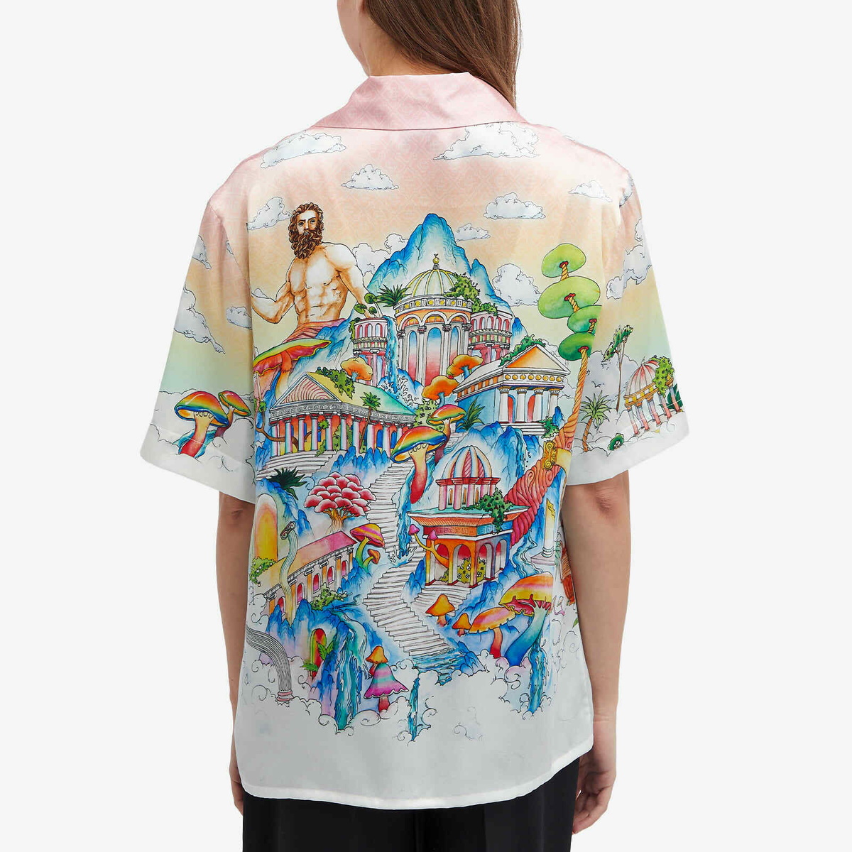 Casablanca Women's Short Sleeve Cuban Collar Shirt in The