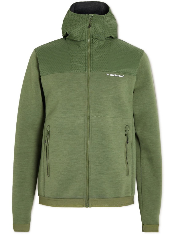 Photo: Black Crows - Ferus Pertex Ripstop-Trimmed Tech-Wool Zip-Up Ski Hoodie - Green