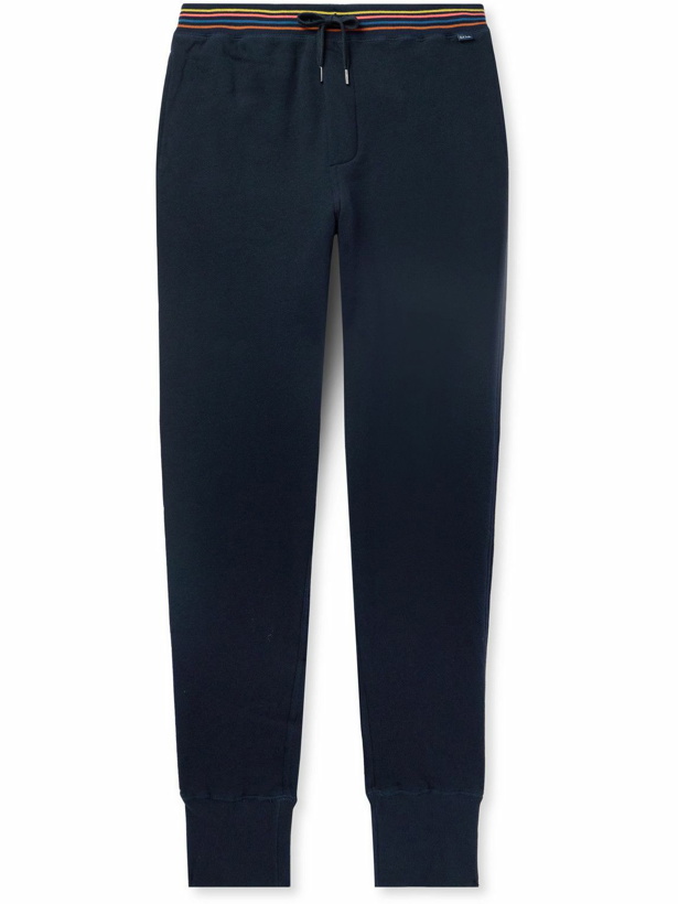 Photo: Paul Smith - Tapered Striped Cotton-Jersey Sweatpants - Blue