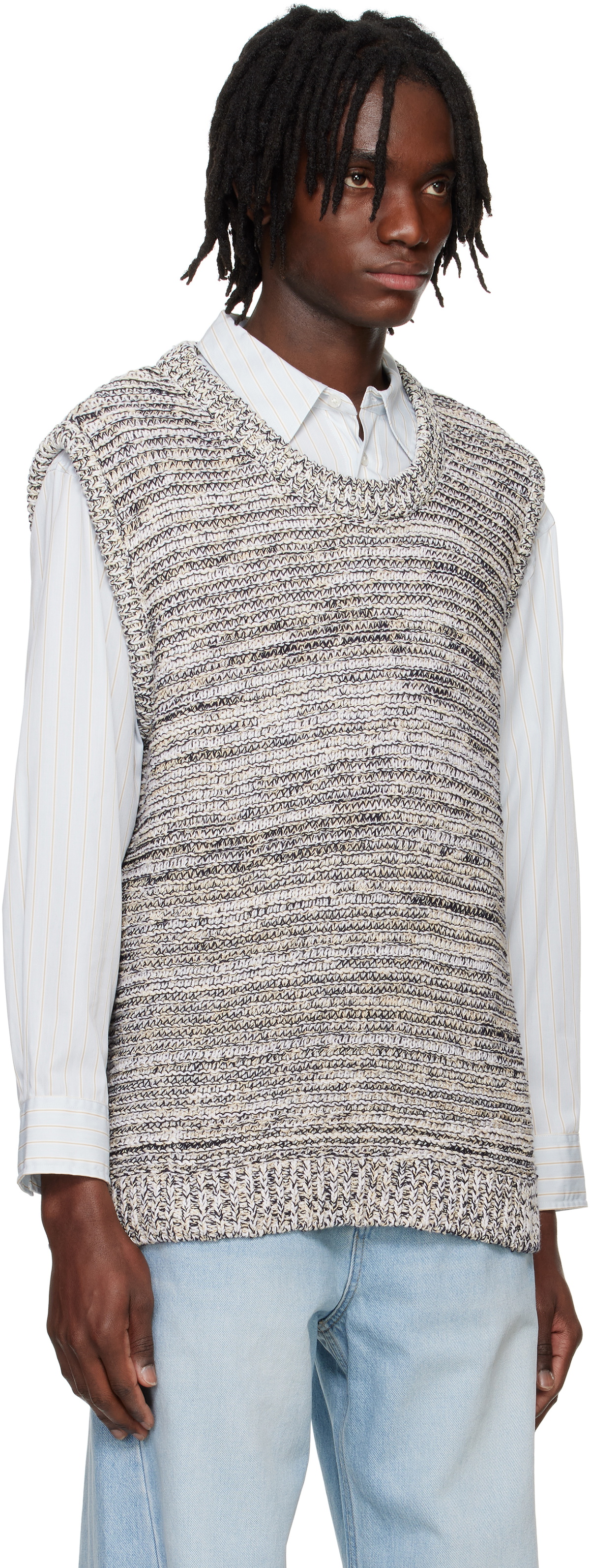 System Black & White Marled Vest