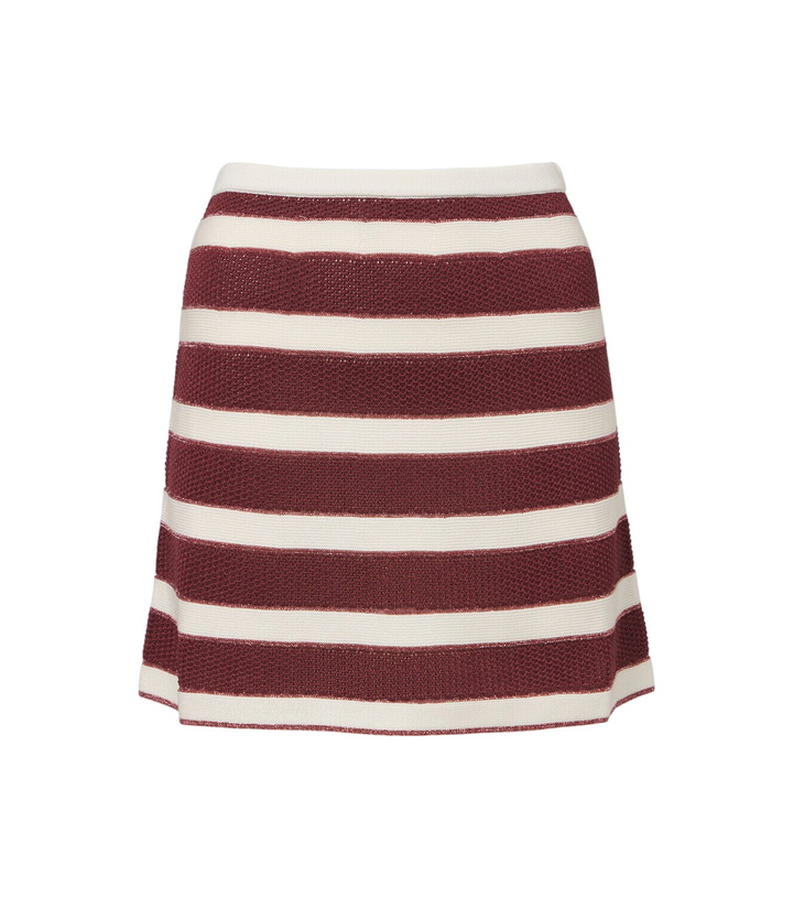Photo: Eres Intervalle knitted striped cotton-blend lamé miniskirt