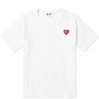 Comme des Garçons Play Kids Red Heart T-Shirt in White