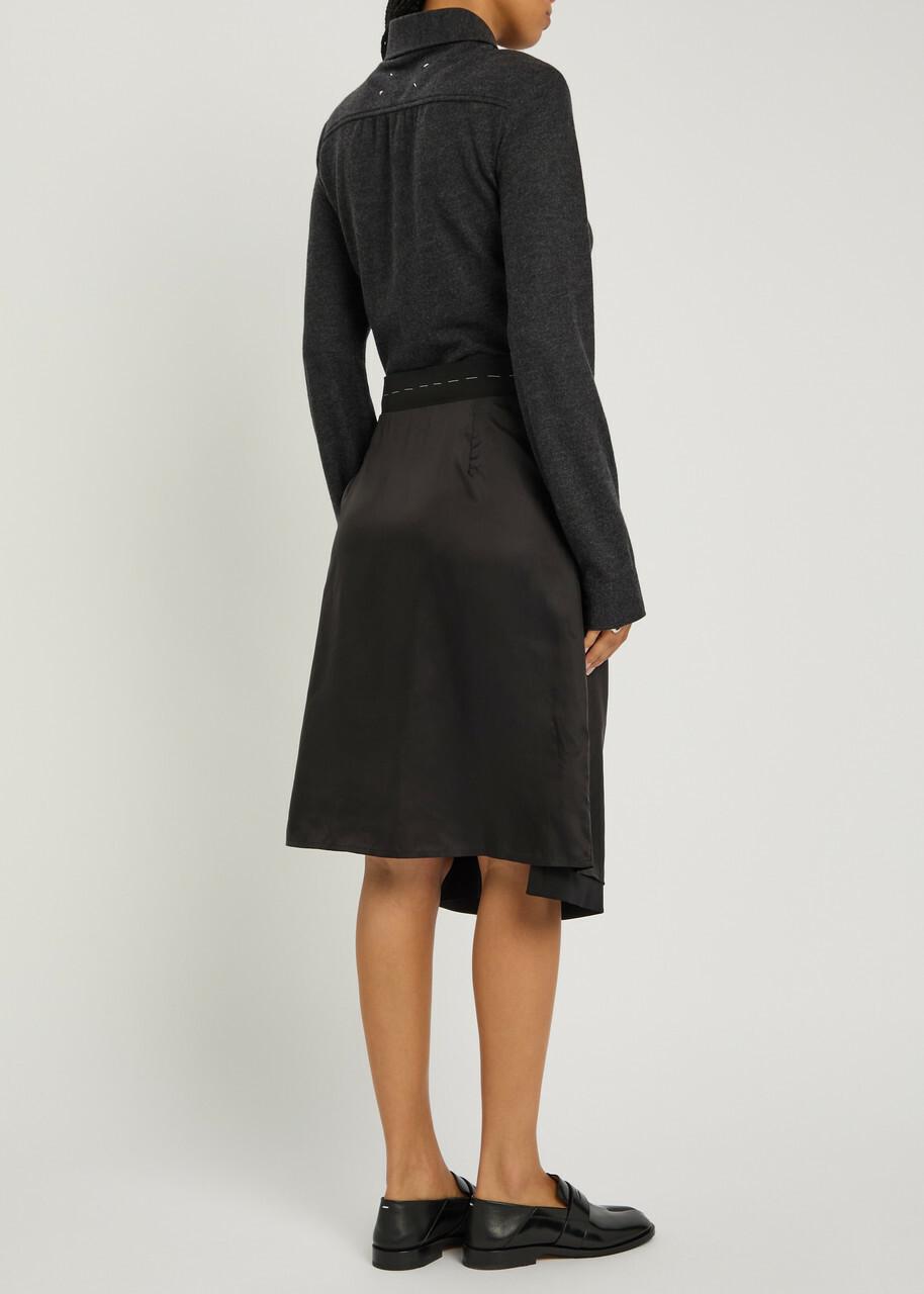Maison Margiela Wool and Shell Midi Shirt Dress Dark Grey