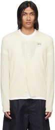COMME des GARÇONS PLAY Off-White & White Heart Patch Cardigan