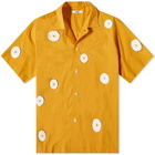 Bode Men's Daisy Rickrack Embroidered Vacation Shirt in Marigold