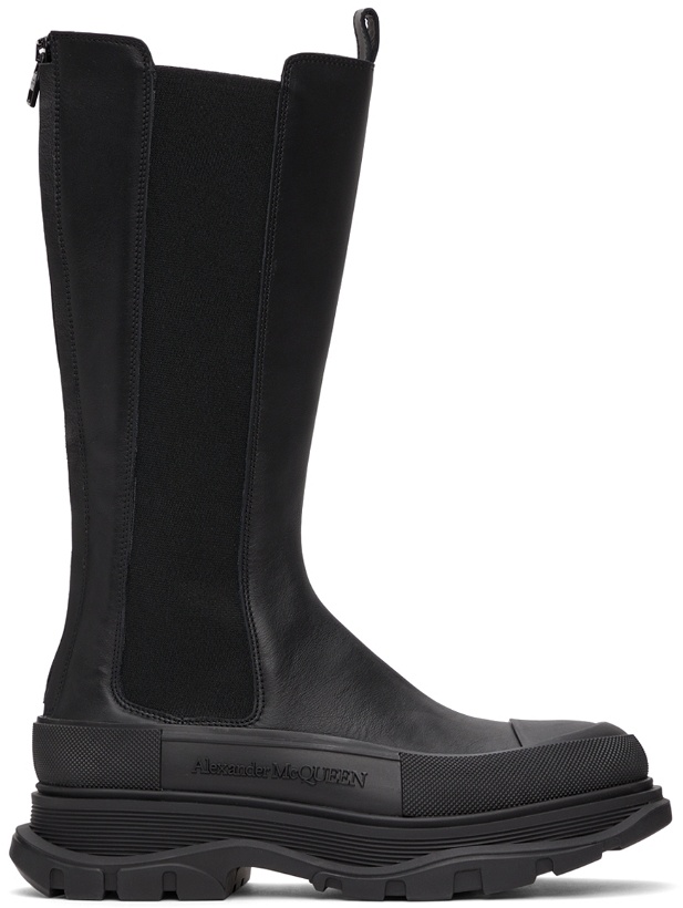 Photo: Alexander McQueen Black Tread Slick Tall Boots