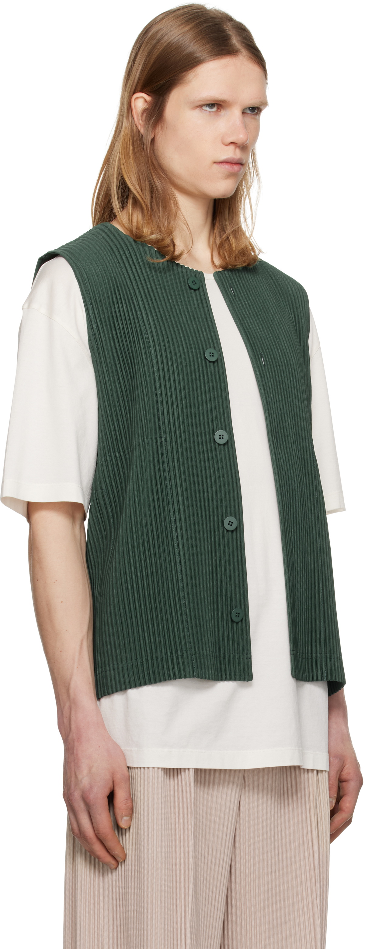HOMME PLISSÉ ISSEY MIYAKE Green Pleats 1 Vest Homme Plisse Issey