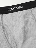 TOM FORD - Grosgrain-Trimmed Stretch-Cotton Jersey Long Johns - Gray