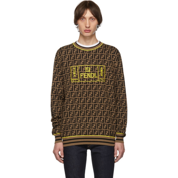Photo: Fendi Brown and Black Forever Fendi All Over Sweater
