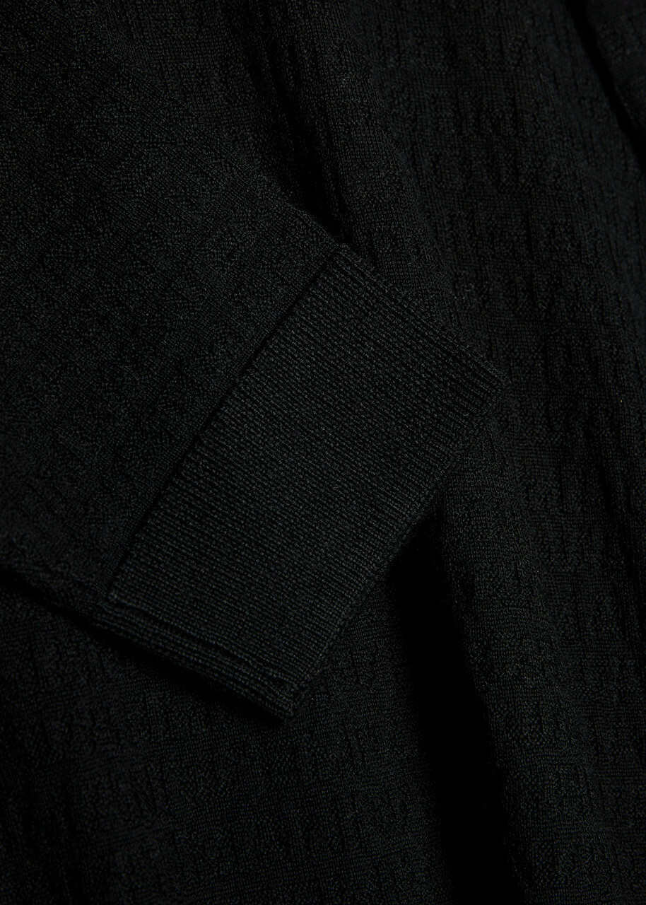 Emporio Armani Logo-weave Fine-knit Wool Jumper Black