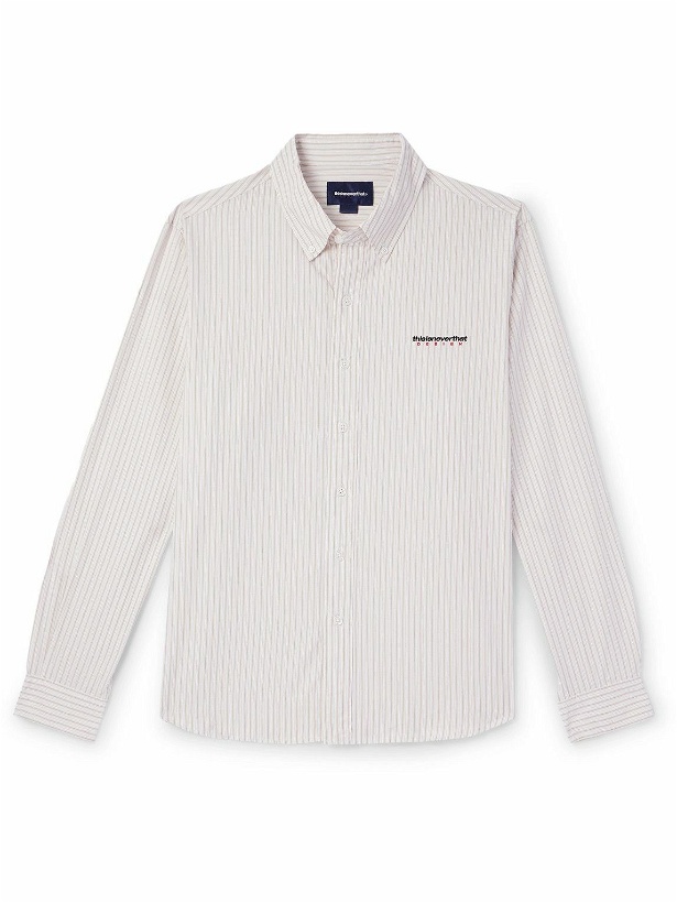 Photo: thisisneverthat - DSN Button-Down Collar Logo-Embroidered Striped Cotton Oxford Shirt - Neutrals